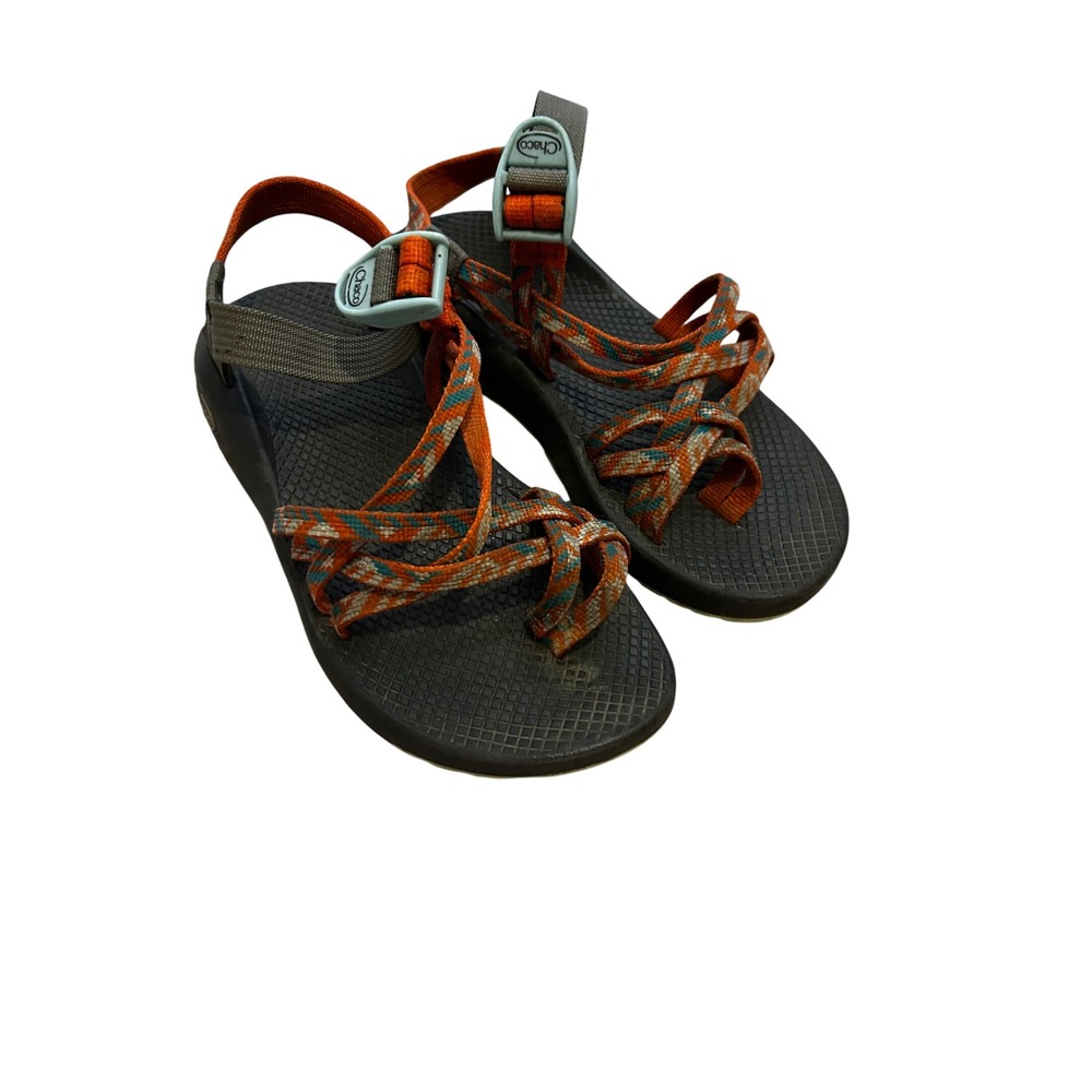 Chaco Z Cloud 2 Womens Size 7 Orange Teal Multi Strap Toe Loop Hiking Sandals